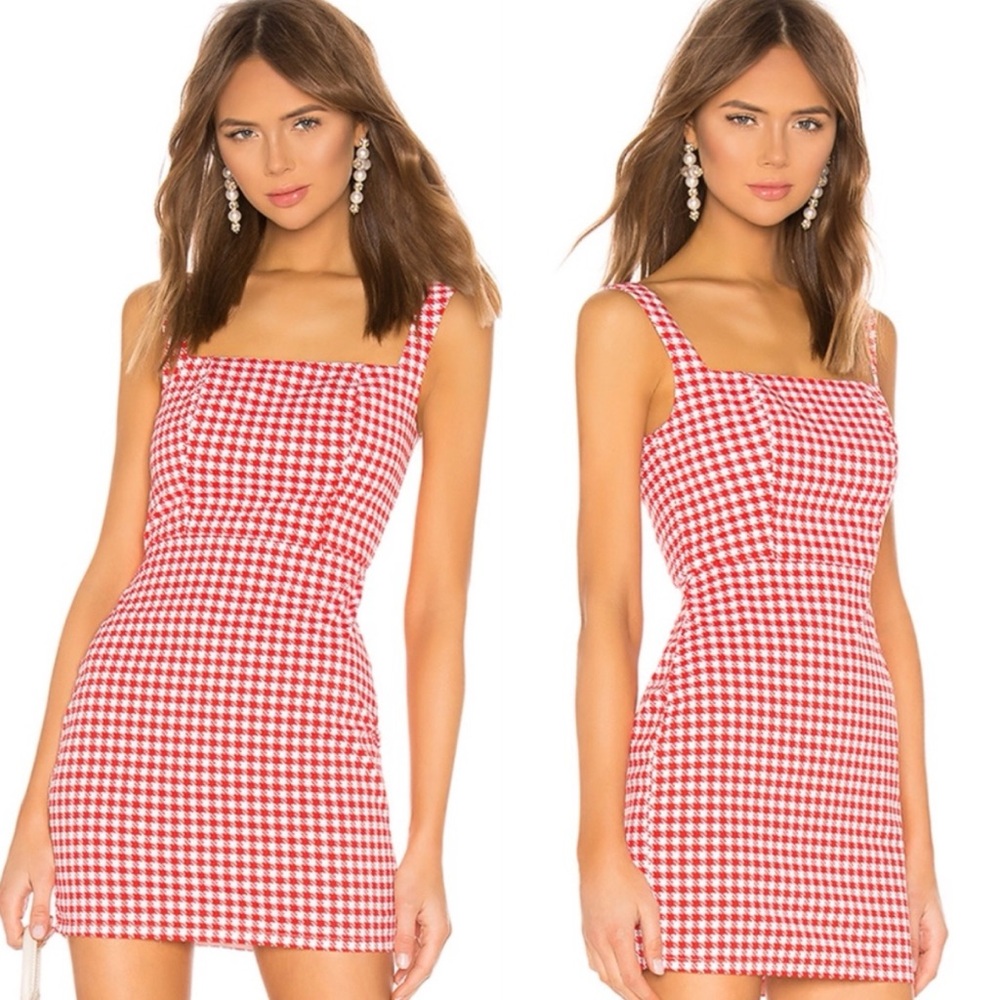 NEW LPA Elisa Red Houndstooth Dress